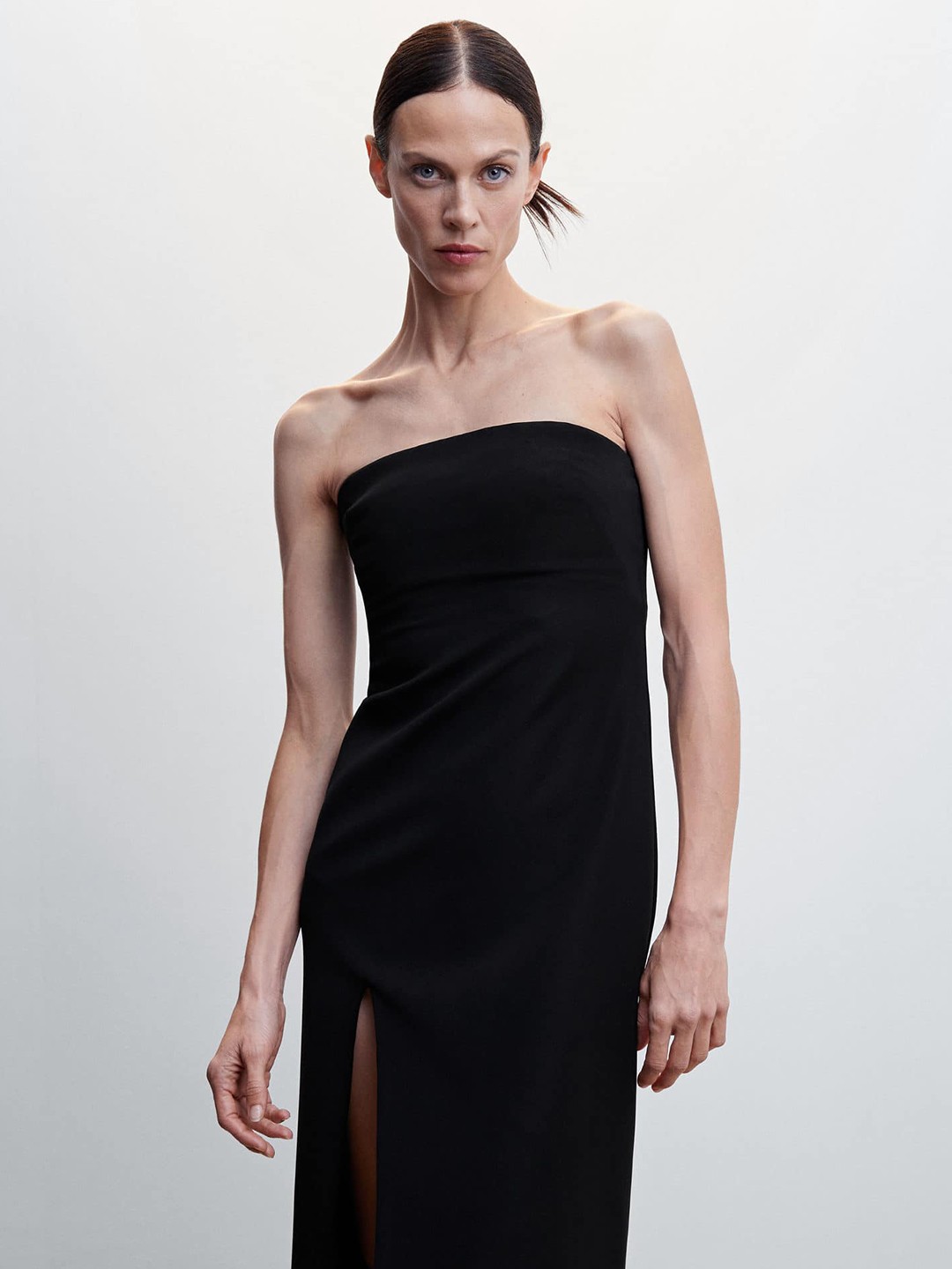 

MANGO Off-Shoulder A-Line Midi Dress With Detachable Faux Feather Trim, Black