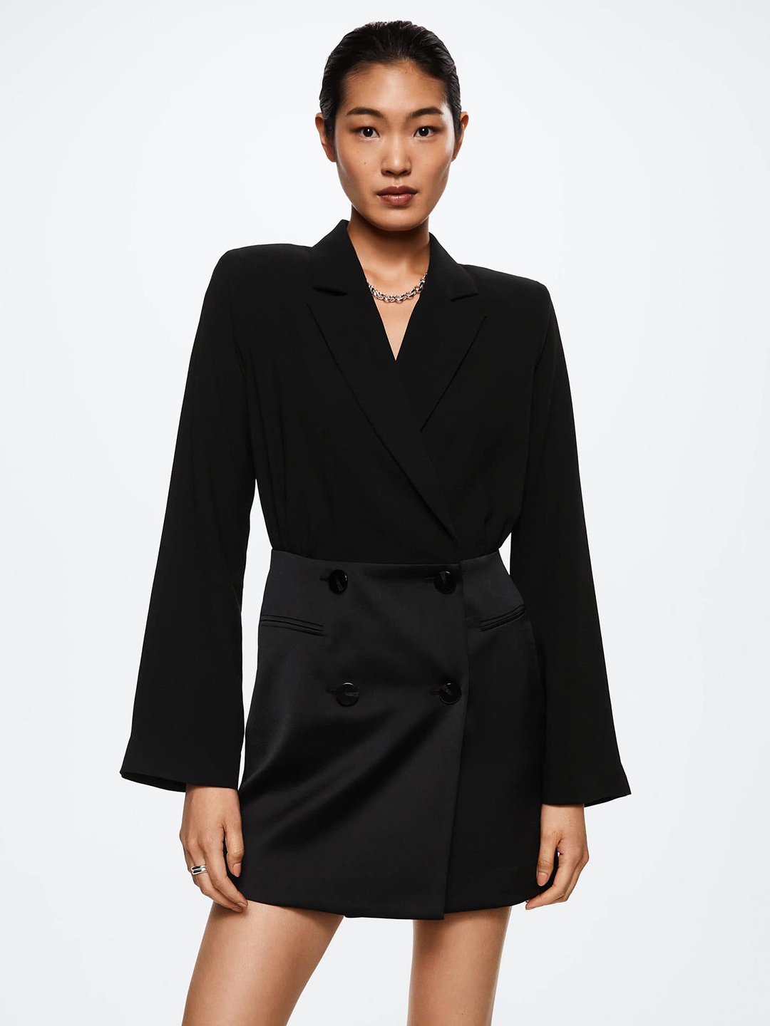 

MANGO Wrap Double-Breasted Sheath Dress, Black