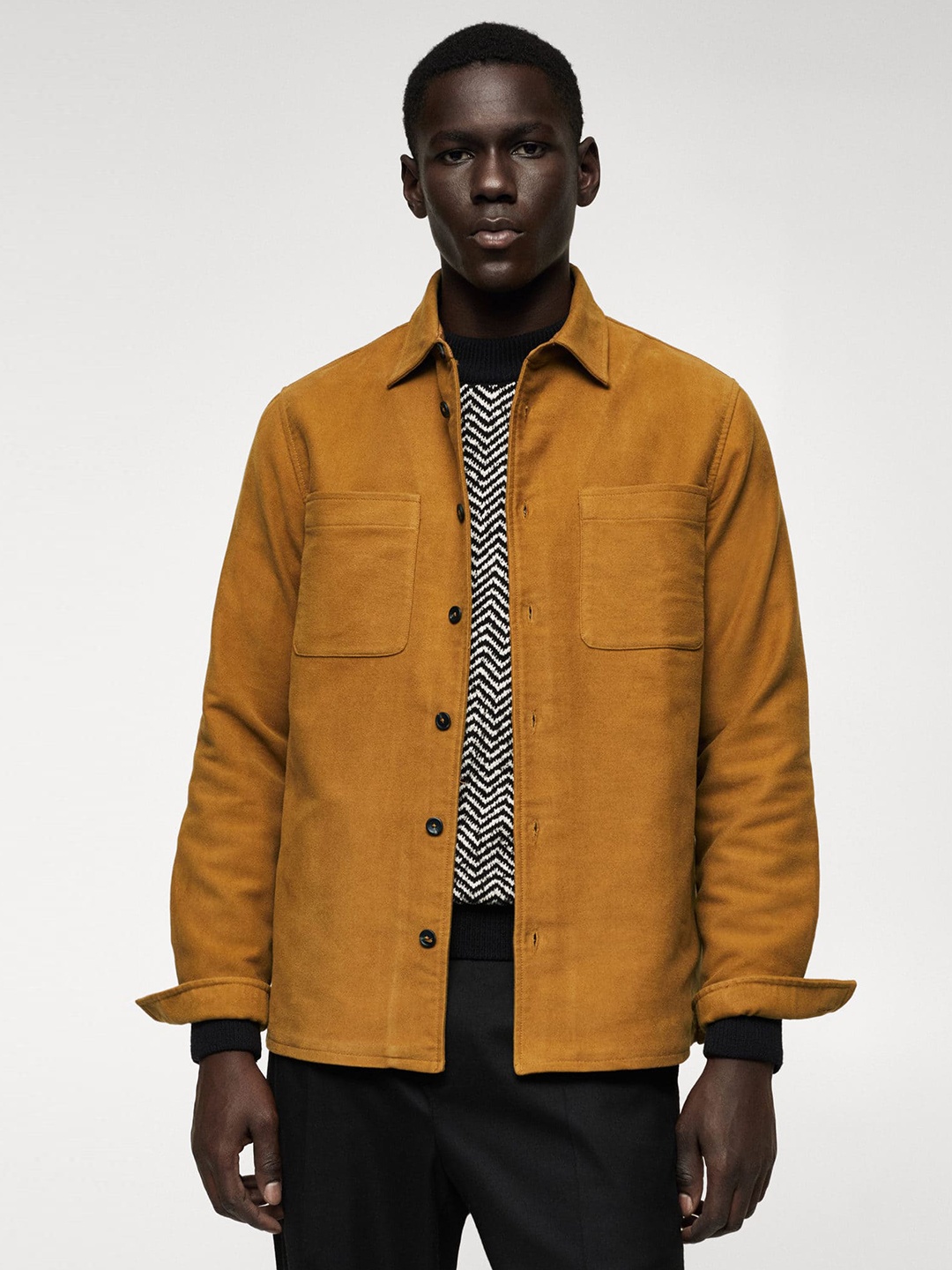 

MANGO MAN Corduroy Pure Cotton Sustainable Casual Shacket, Mustard