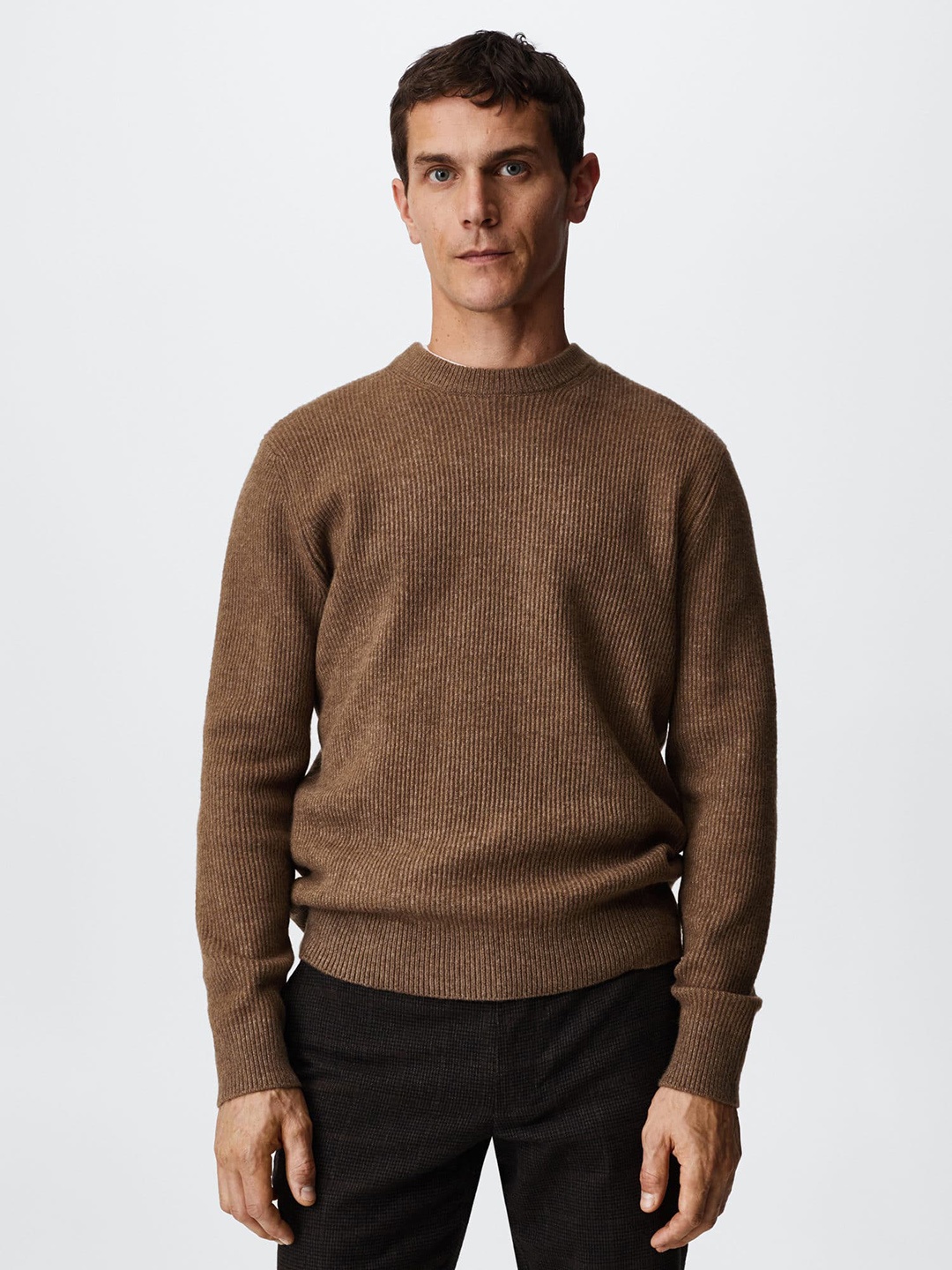 

MANGO MAN Solid Pullover, Brown