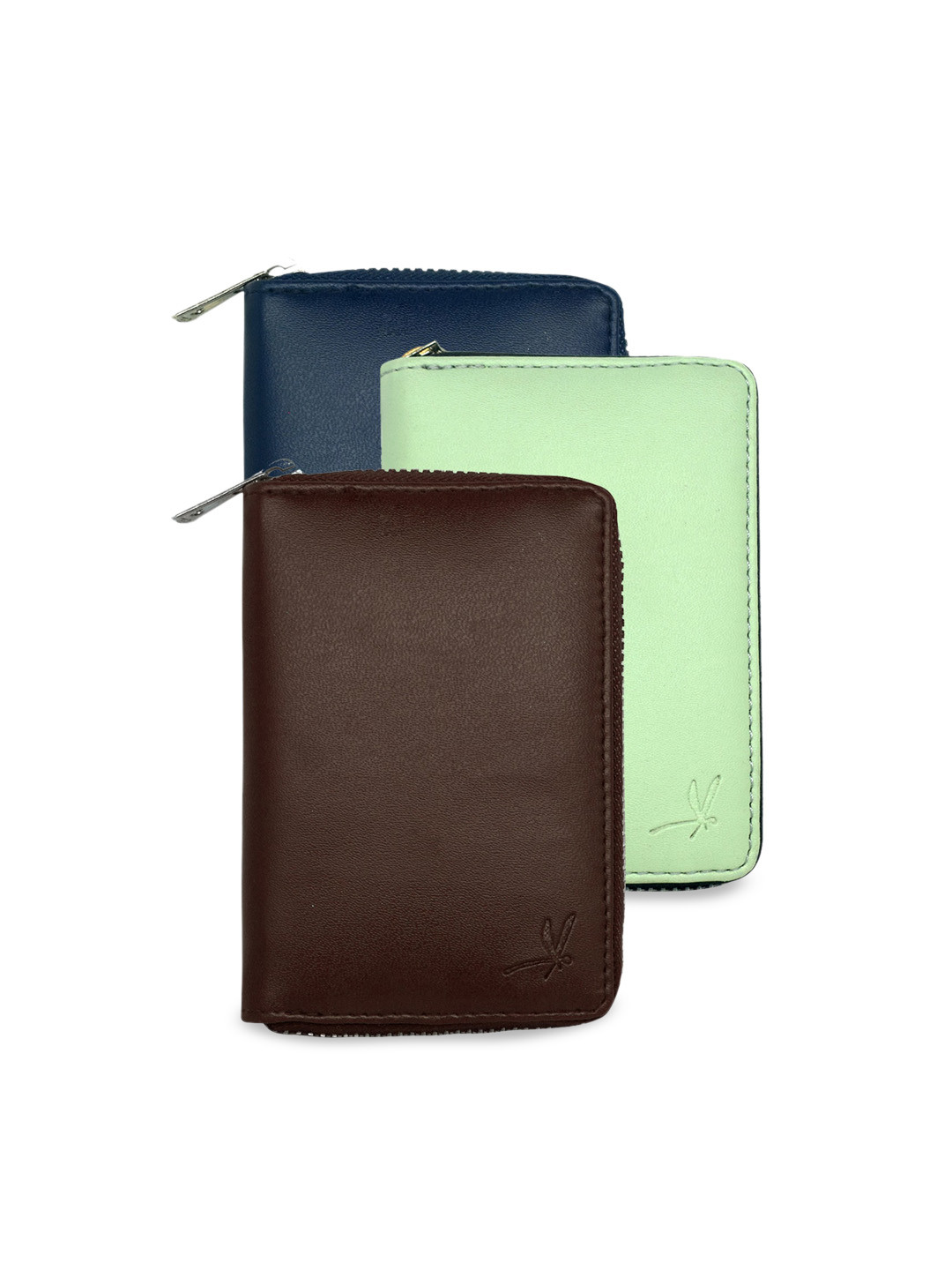 

GREEN DRAGONFLY Unisex Pack Of 3 Wallet & Card Holder Combo Gift Set, Blue