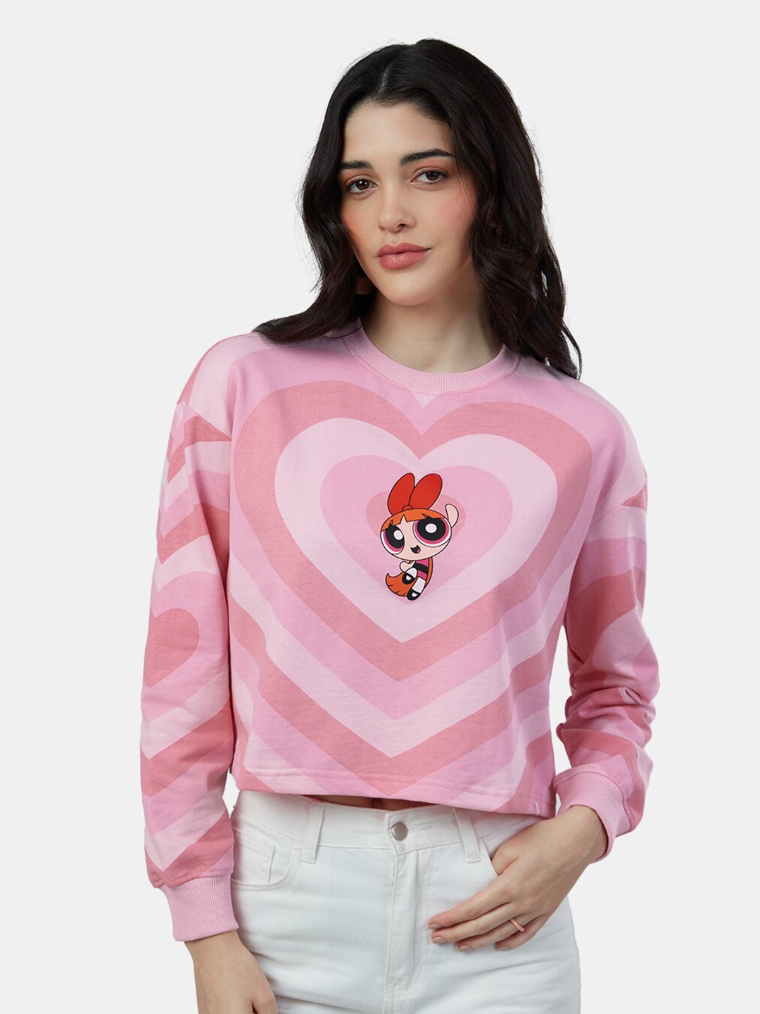 

The Souled Store Women Pink Cotton Printed Sweatshirt