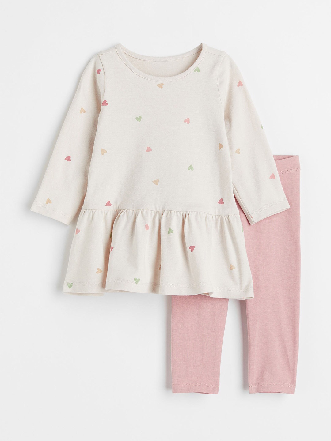

H&M Girls 2-Piece Cotton Set, Beige