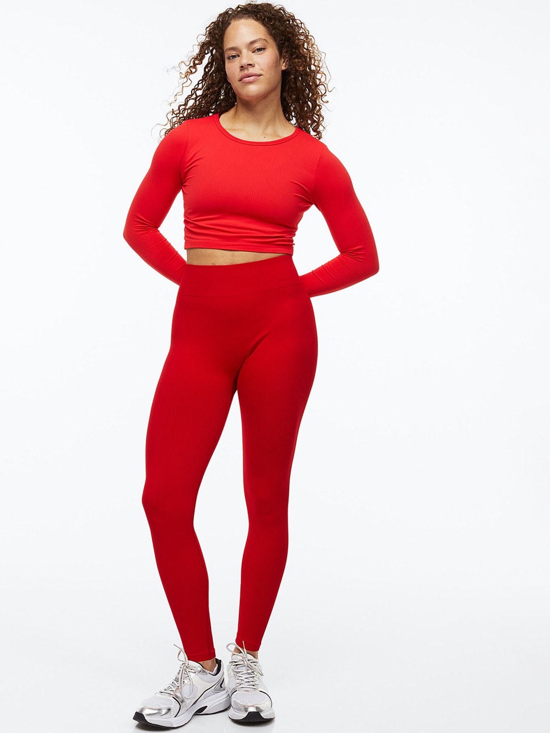 

H&M Women Seamless Sports Tights, Red