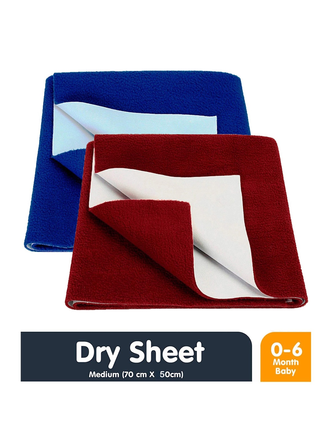 

Moms Home Kids Set Of 2 Solid Waterproof Protector Dry Sheets, Navy blue