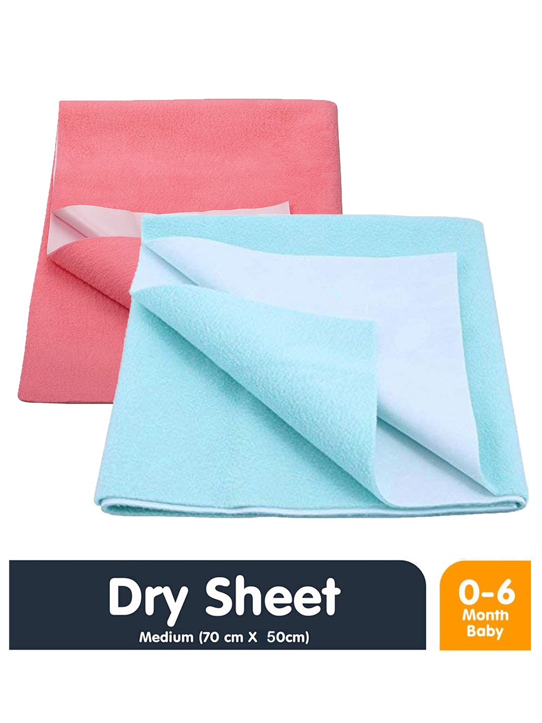 

Moms Home Kids Set Of 2 Solid Waterproof Protector Dry Sheet, Pink