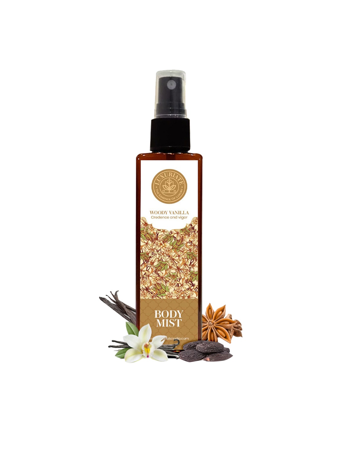 

LUXURIATE Woody Vanilla Credence & Vigor Fragrance Body Mist - 100ml, Brown