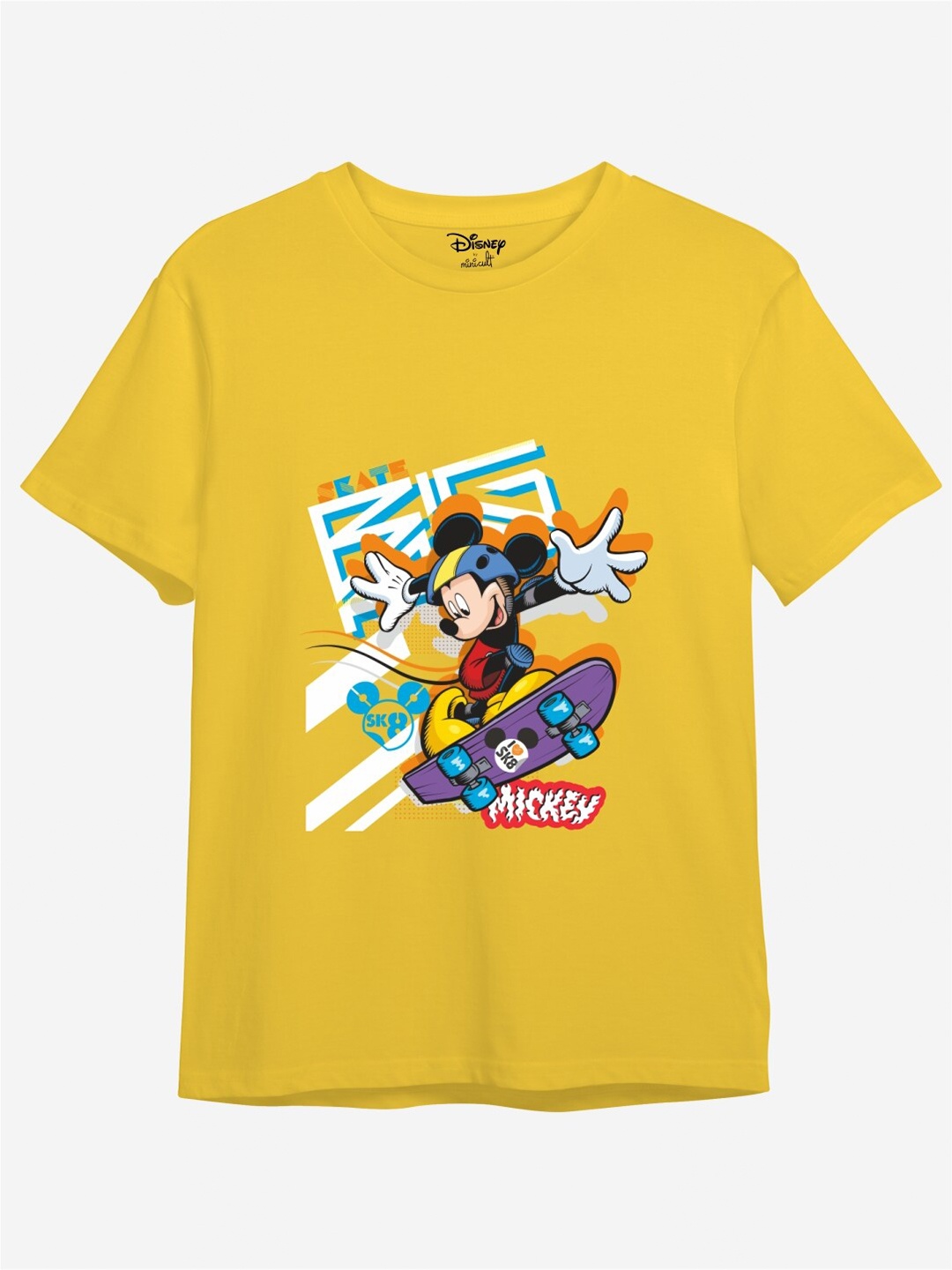 

Minicult Kids Yellow Mickey Mouse Printed Cotton T-shirt