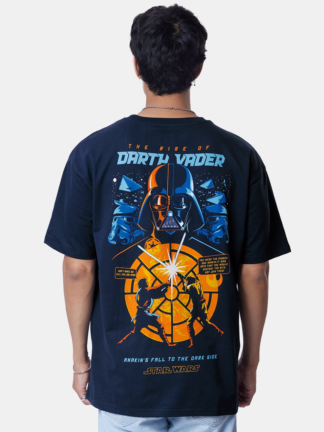 

The Souled Store Men Printed Cotton Oversized T-Shirt, Navy blue