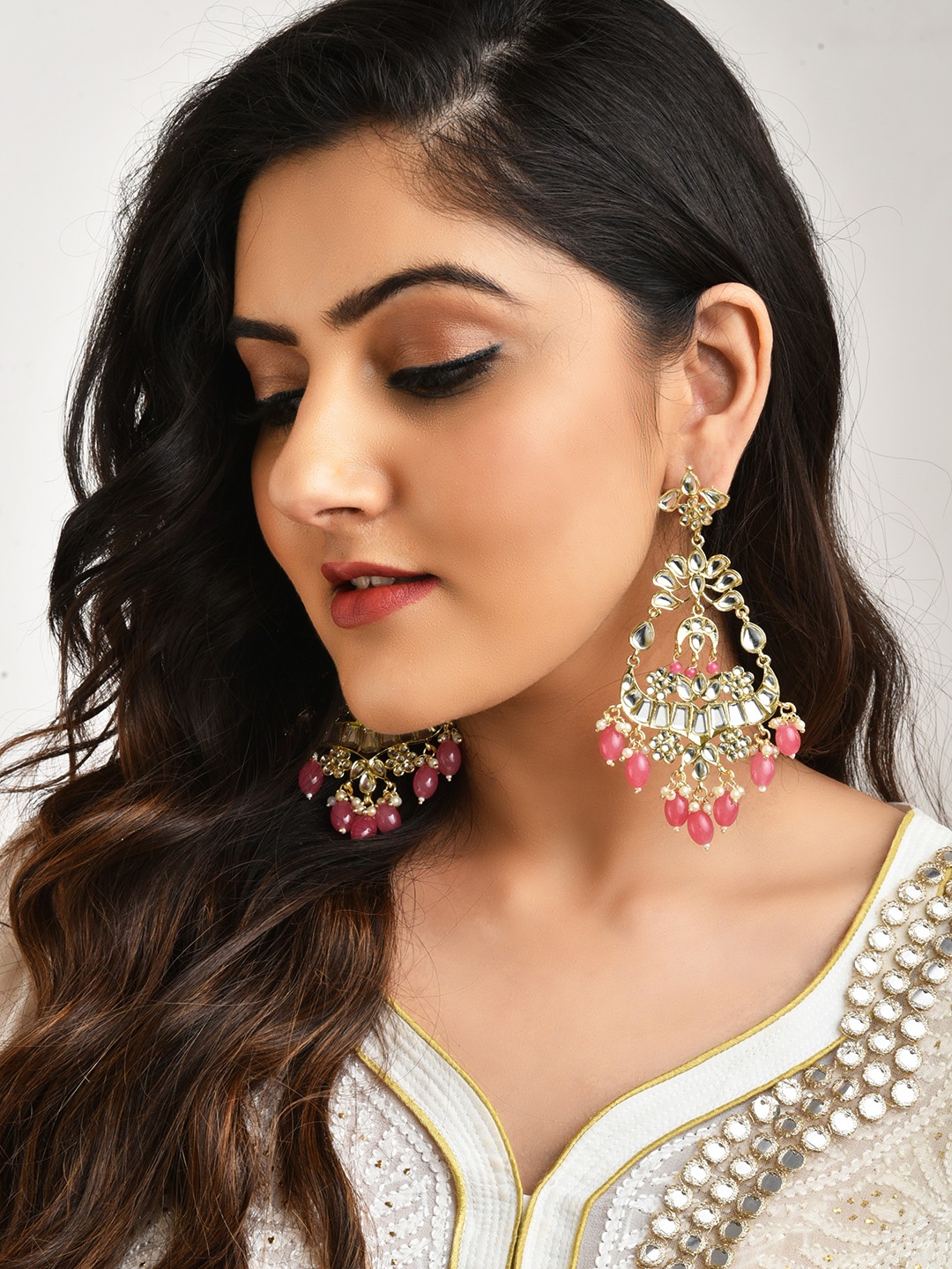 

LAIDA Gold Plated Classic Drop Earrings, Pink