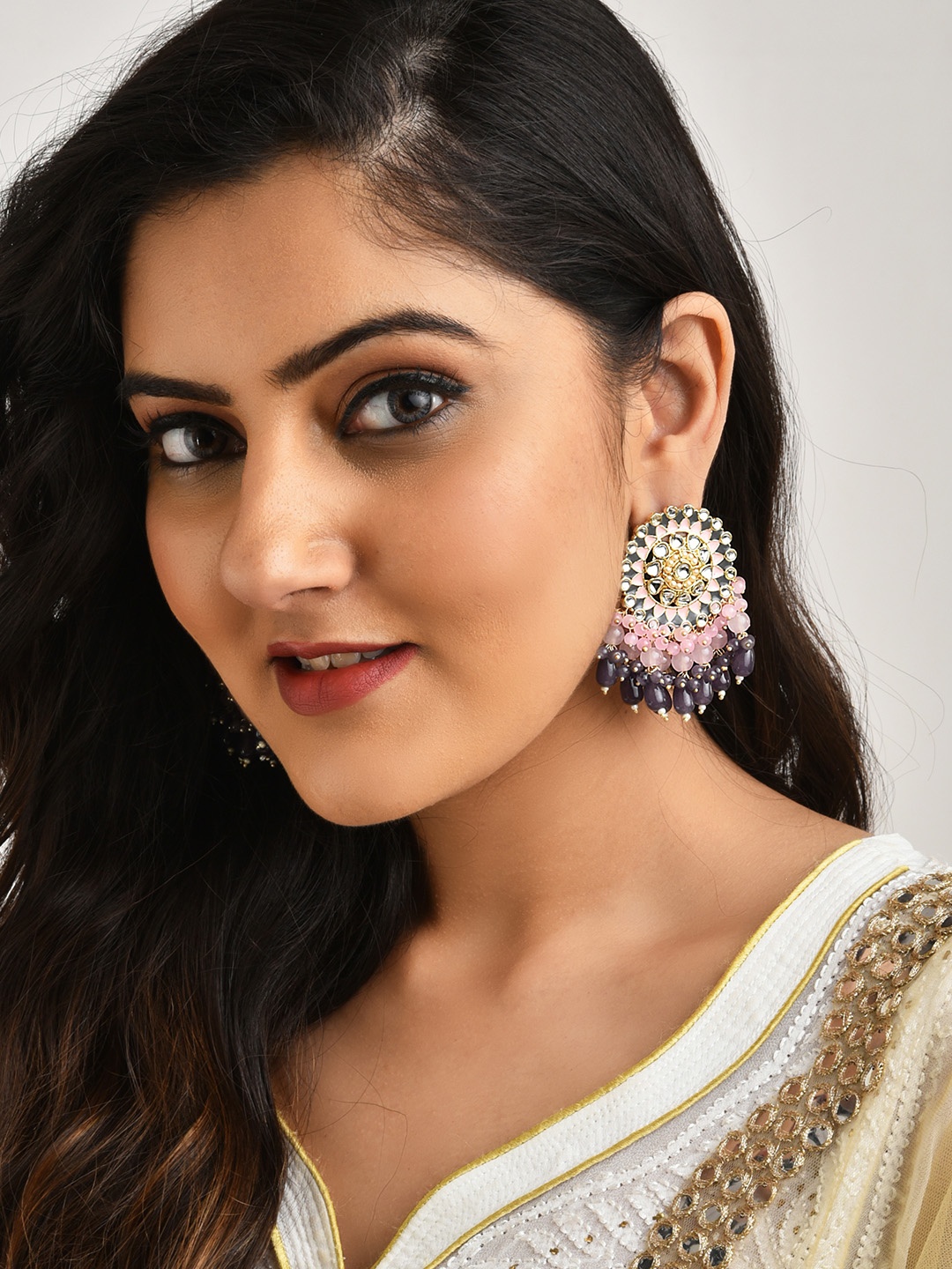

LAIDA Gold Plated Classic Studs Earrings, Pink