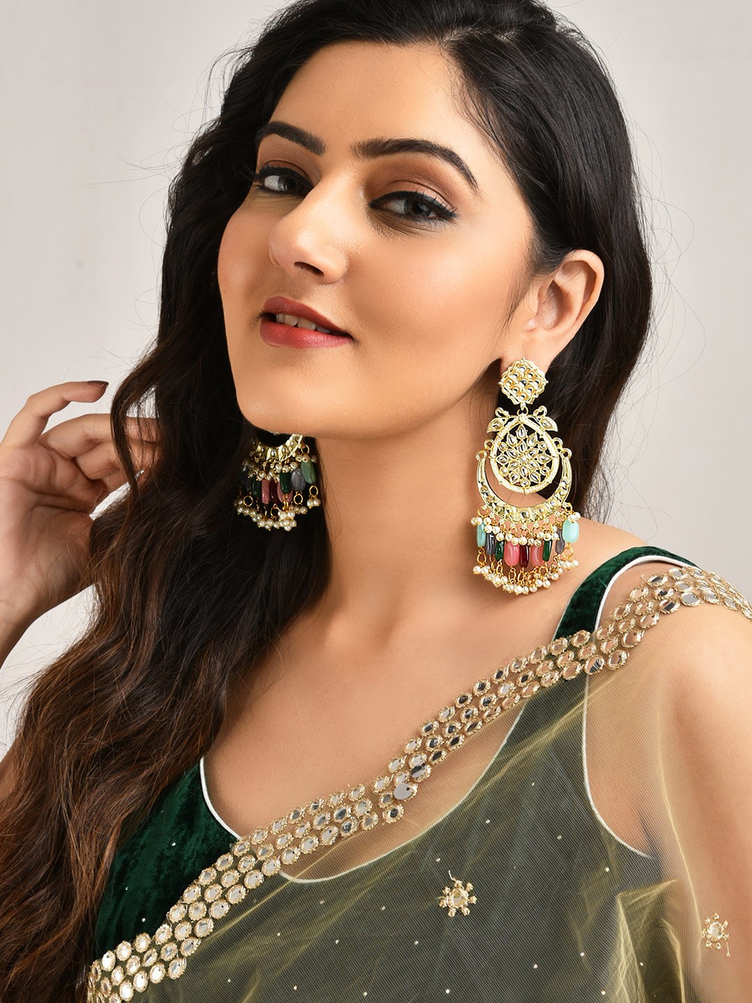 

LAIDA Gold-Plated Contemporary Chandbalis Earrings