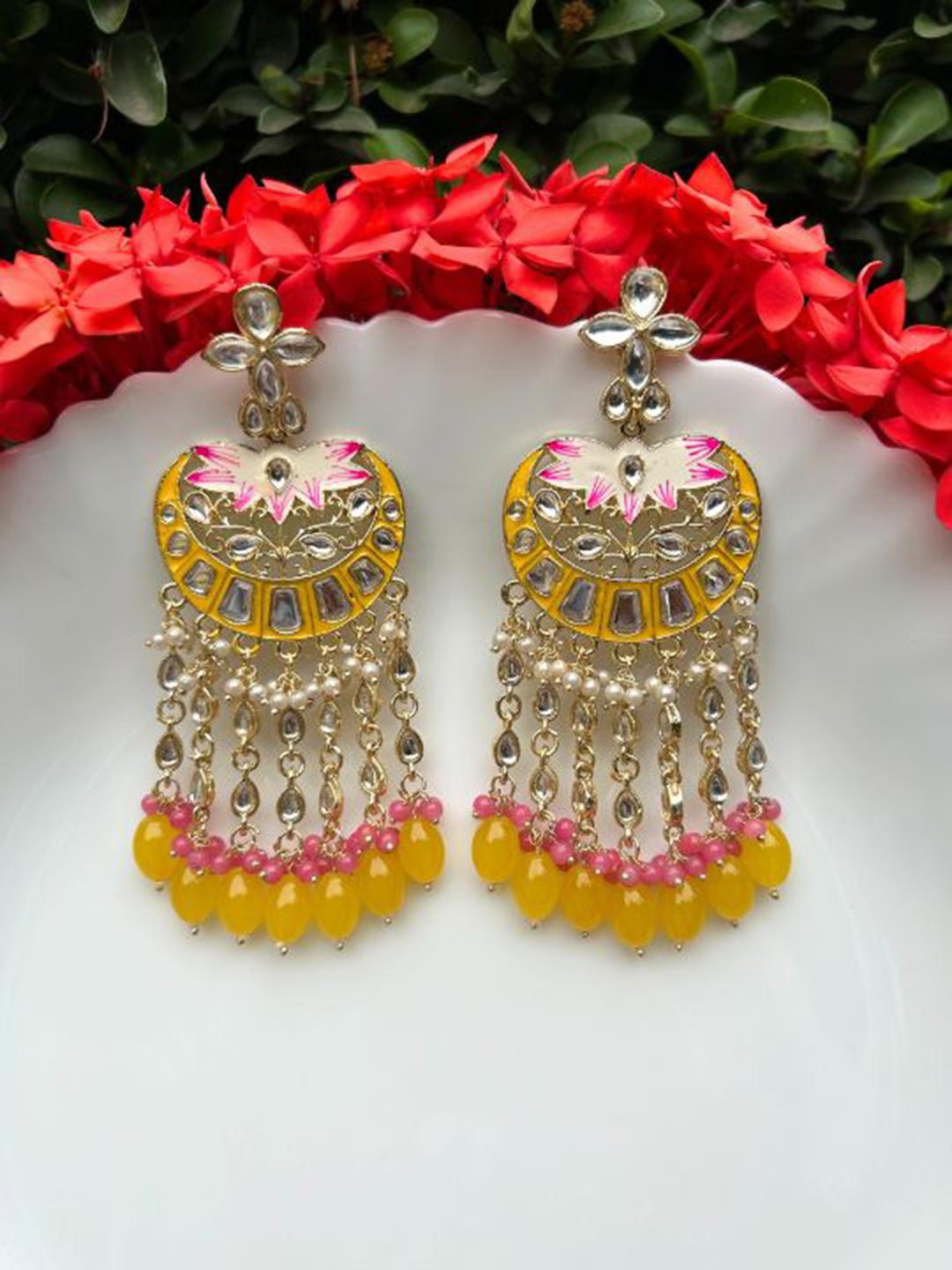 

LAIDA Gold Plated Contemporary Drop Earrings, Yellow