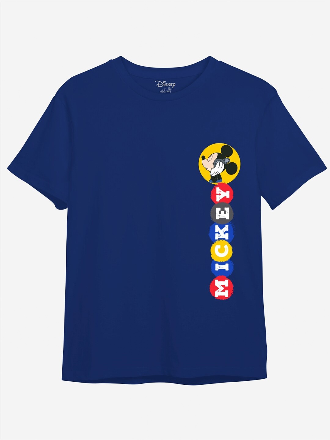 

Minicult Kids Mickey Mouse Printed Cotton T-shirt, Navy blue