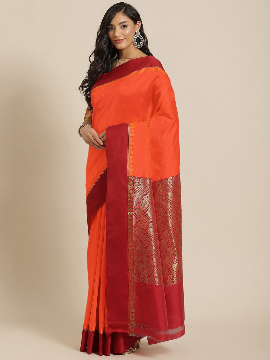 

Chhabra 555 Paisley Zari Silk Blend Gadwal Saree, Na