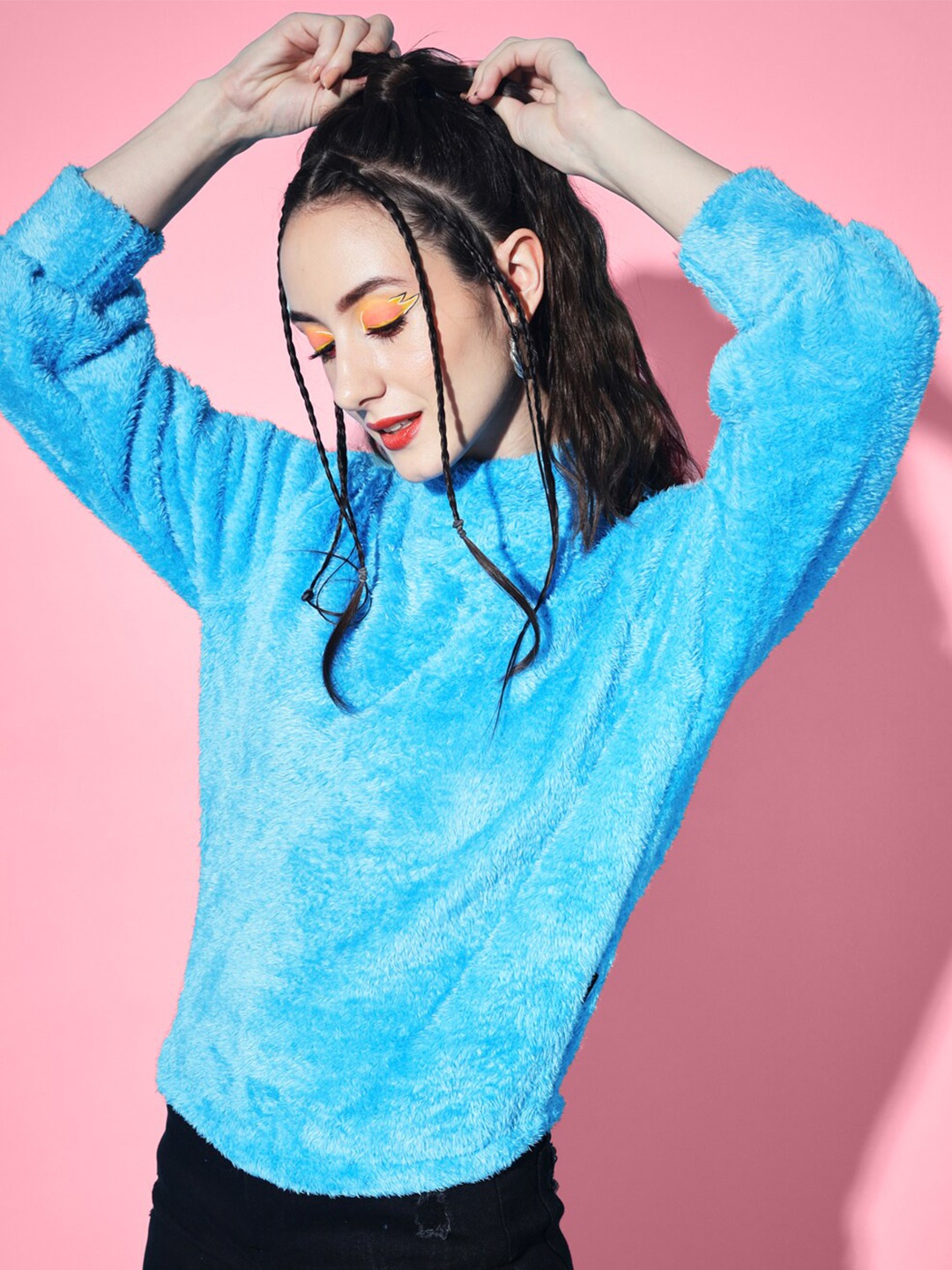 

The Dry State Women Pullover with Fuzzy Detail, Blue