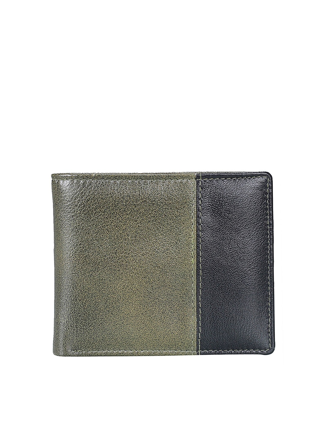 

Khadims Men Colourblocked Leather Two Fold Wallet, Olive