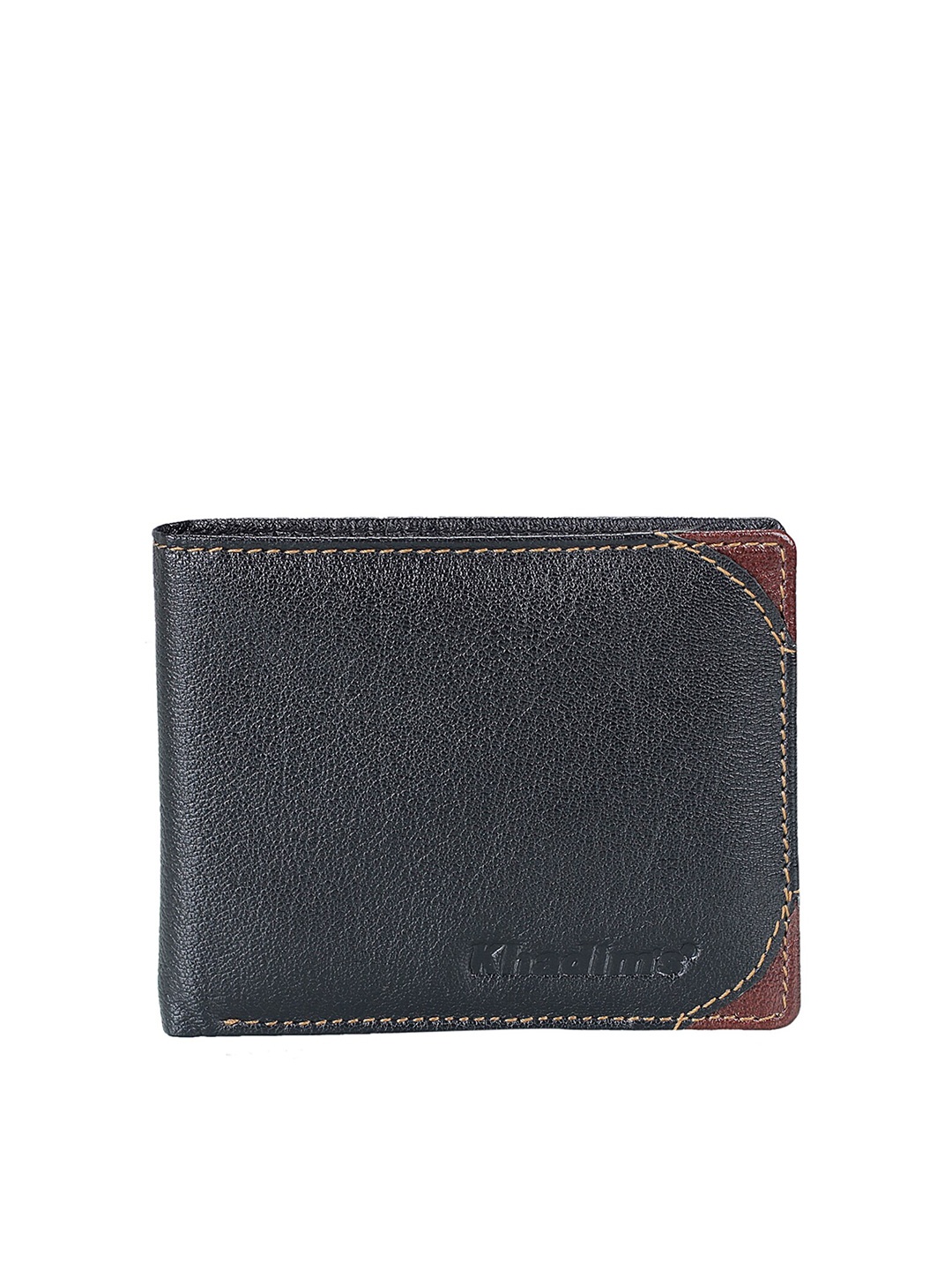 

Khadims Men Leather Two Fold Wallet, Black