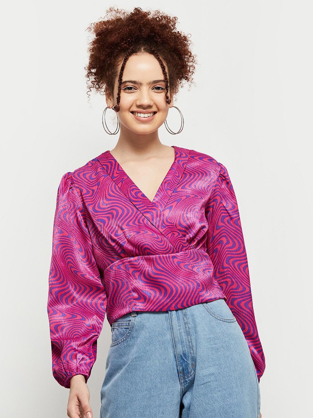 

max Print Wrap Top, Fuchsia