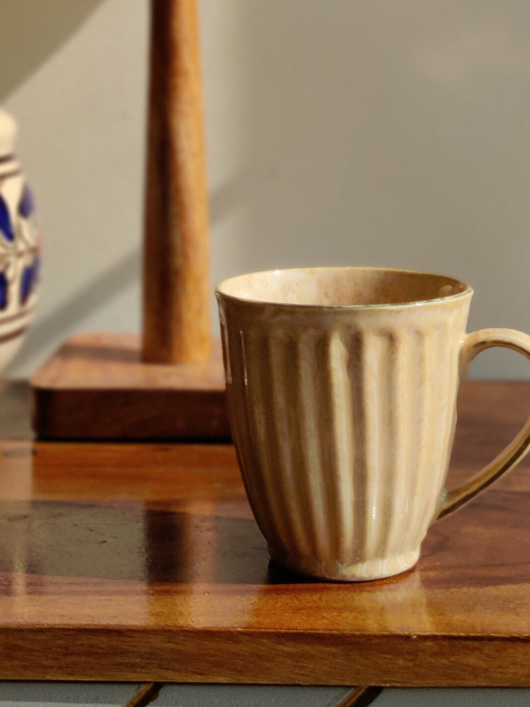 

JASMEY HOMES Beige Set of 4 Microwave-Safe Ceramic Glossy Mugs 350 ML Each