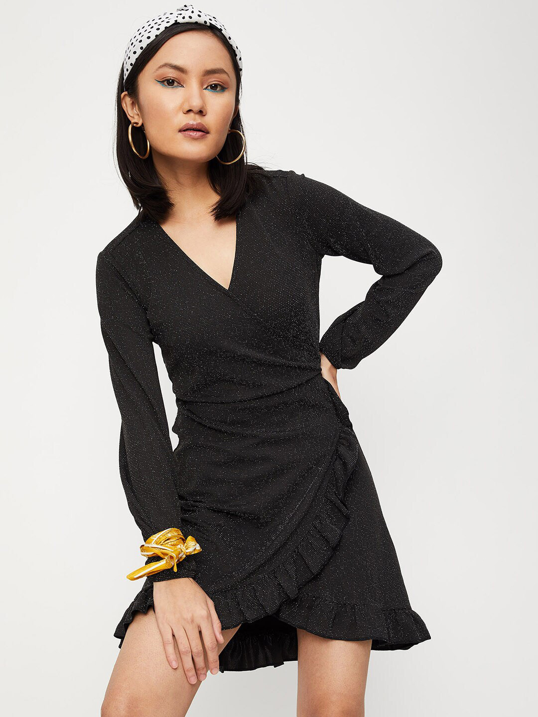

max Black Embellished Mini Dress