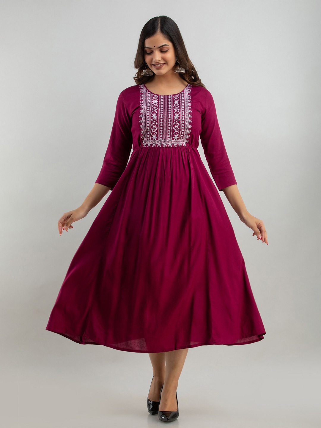 

Women Touch A-Line Midi Dress, Purple