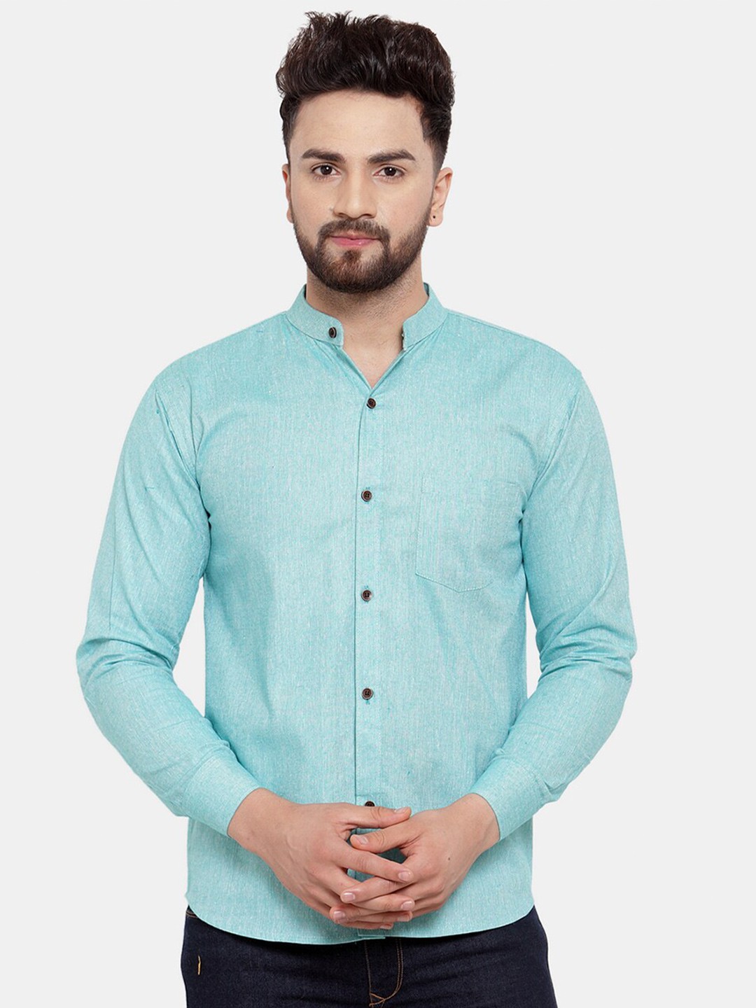 

Enchanted Drapes Men Blue Slim Fit Printed Casual Pure Cotton Shirt