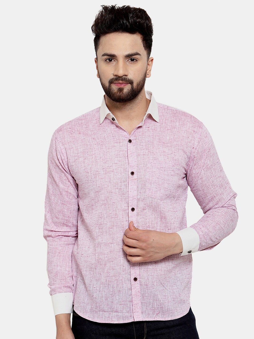 

Enchanted Drapes Men Slim Fit Casual Pure Cotton Shirt, Purple