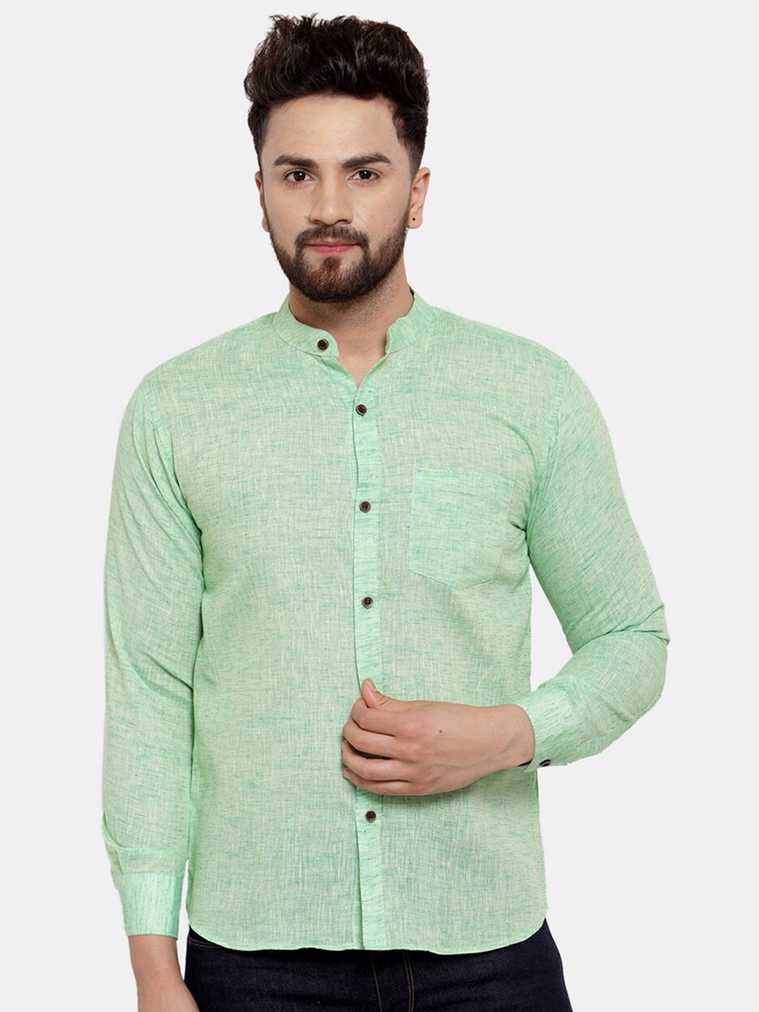 

Enchanted Drapes Men Green Slim Fit Casual Pure Cotton Shirt