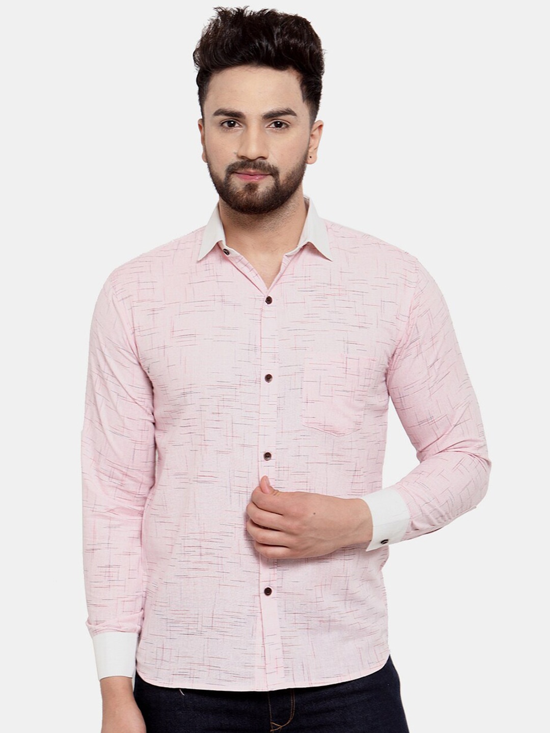 

Enchanted Drapes Men Slim Fit Pure Cotton Casual Shirt, Pink