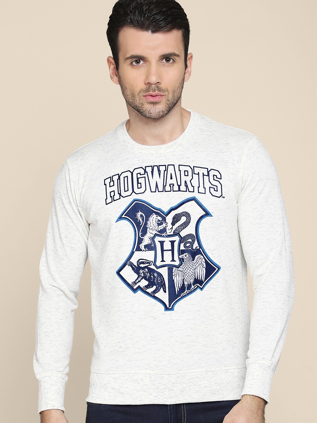 

Free Authority Men Hogwarts Printed White Sweatshirt, Cream