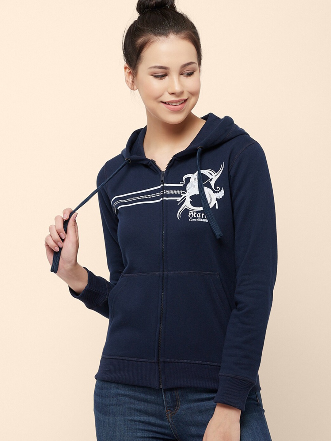 

Free Authority Women game Of Thrones Printed Blue Hooded Sweatshirt, Navy blue