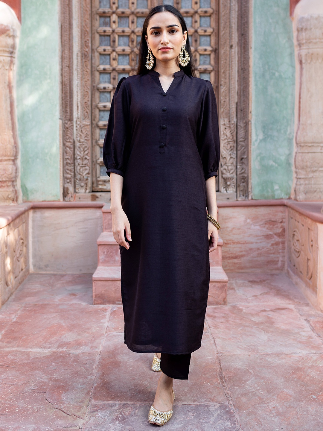 

EMPRESS PITARA Kurta with Trousers, Black