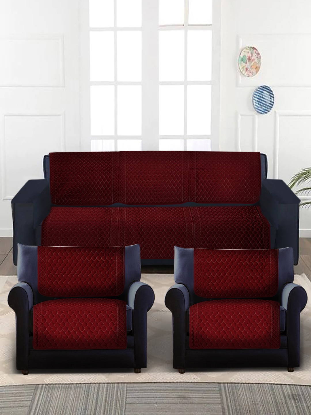

Slushy Mushy Maroon Pack of 10 Quilted Sofa Covers
