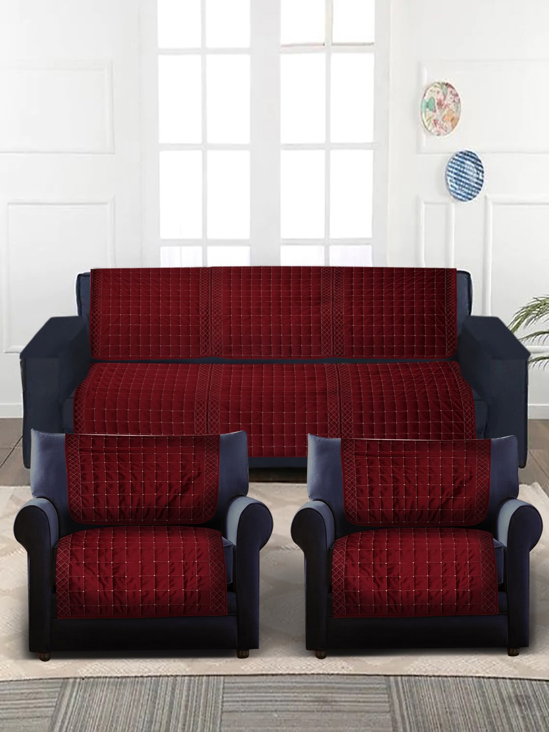 

Slushy Mushy Maroon Pack of 10 Quilted Sofa Covers