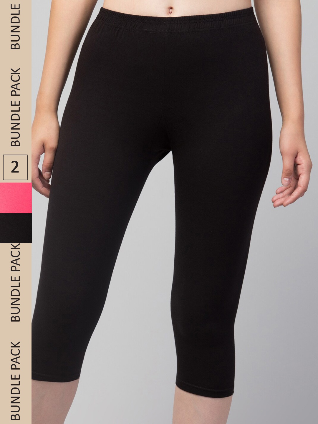 

Apraa & Parma Women Black & Pink Skinny Fit Capris