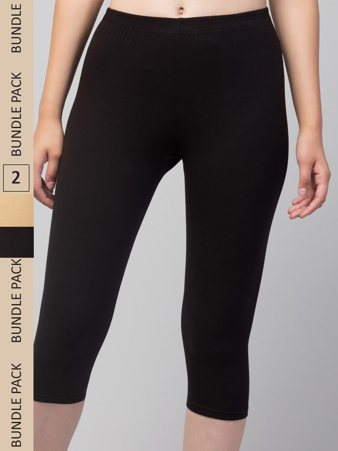 

Apraa & Parma Women Black & Nude-Coloured Skinny Fit Capris