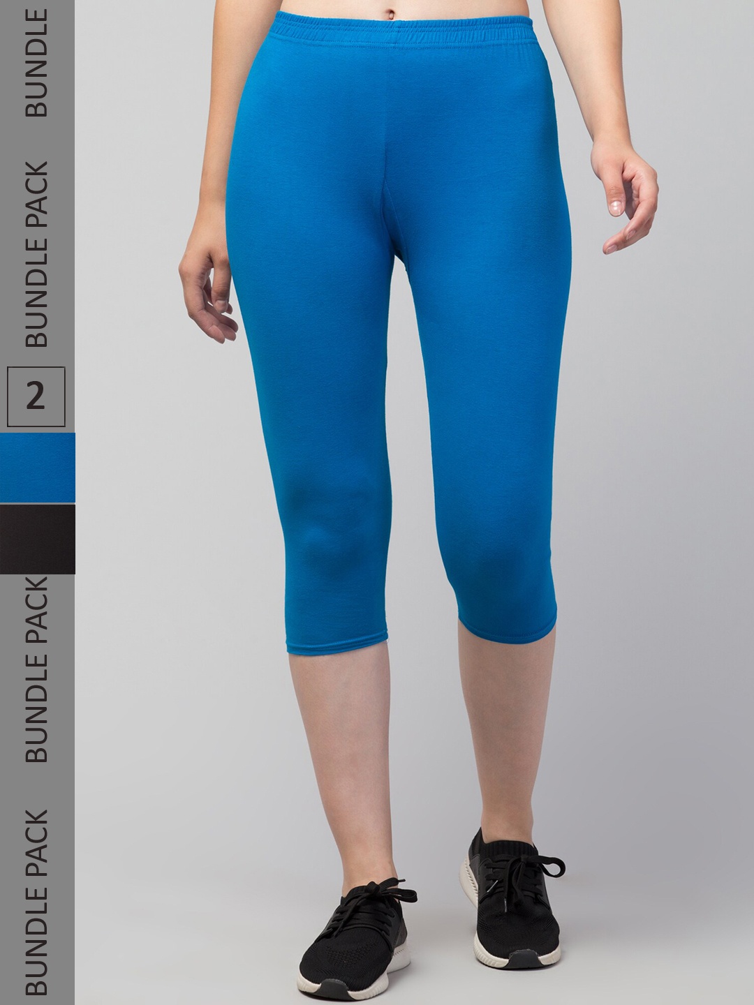 

Apraa & Parma Women Pack of 2 Skinny Fit Cotton Capris, Blue