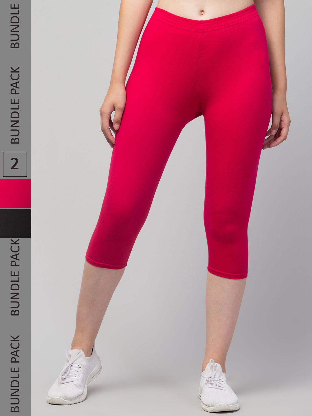 

Apraa & Parma Women Pack of 2 Skinny Fit Cotton Capris, Fuchsia