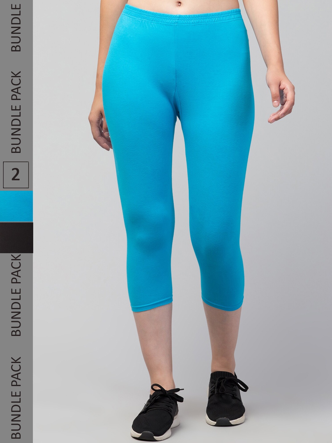 

Apraa & Parma Women Pack of 2 Skinny Fit Cotton Capris, Blue