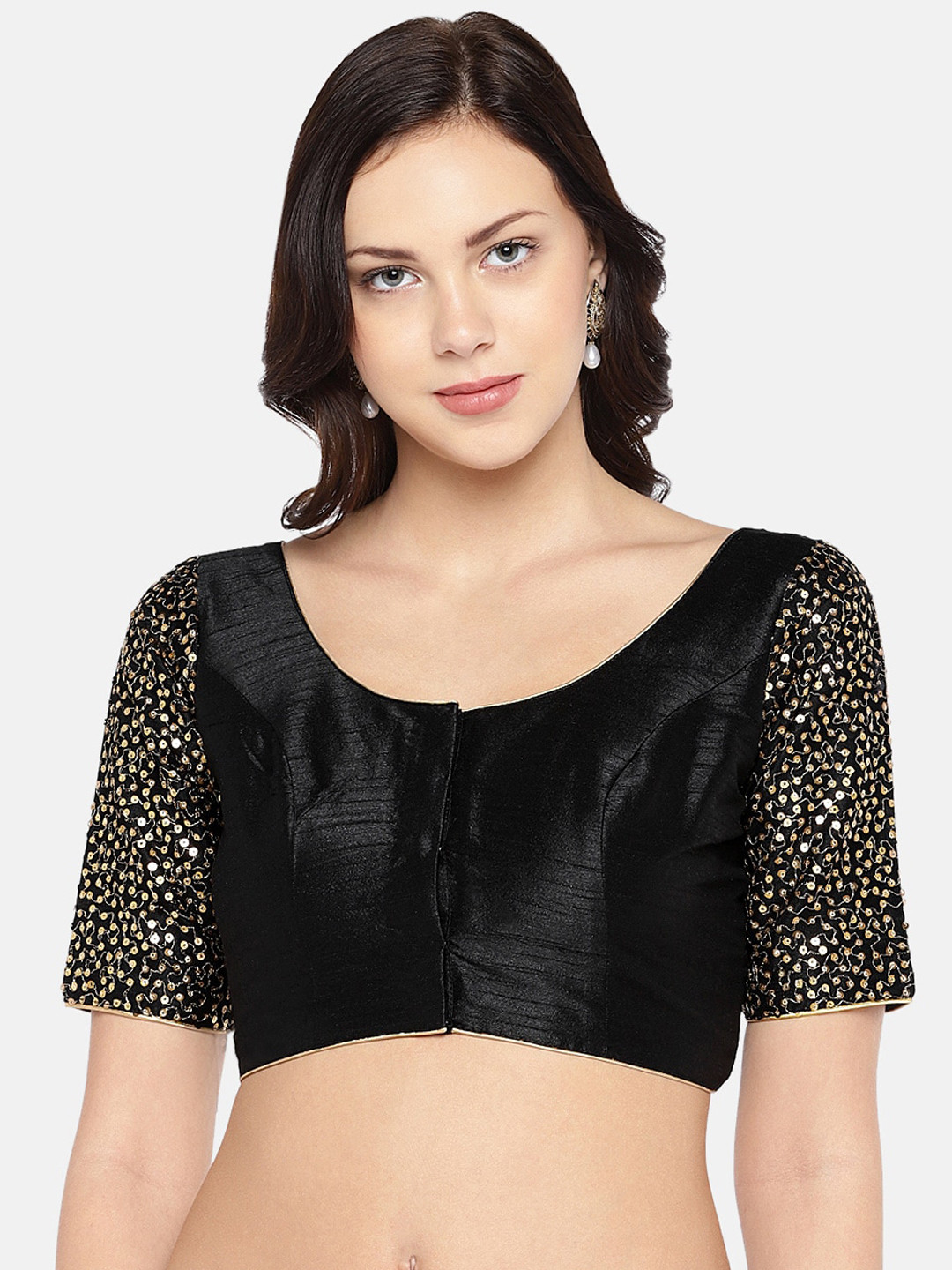 

Studio Shringaar Embellished Saree Blouse, Black