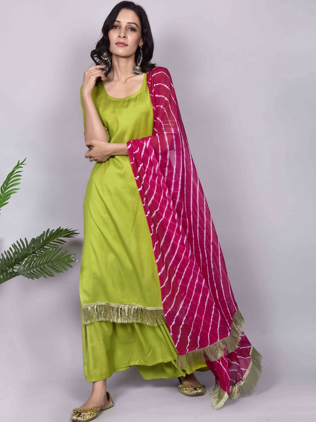 

EMPRESS PITARA Kurta with Sharara & With Dupatta, Green