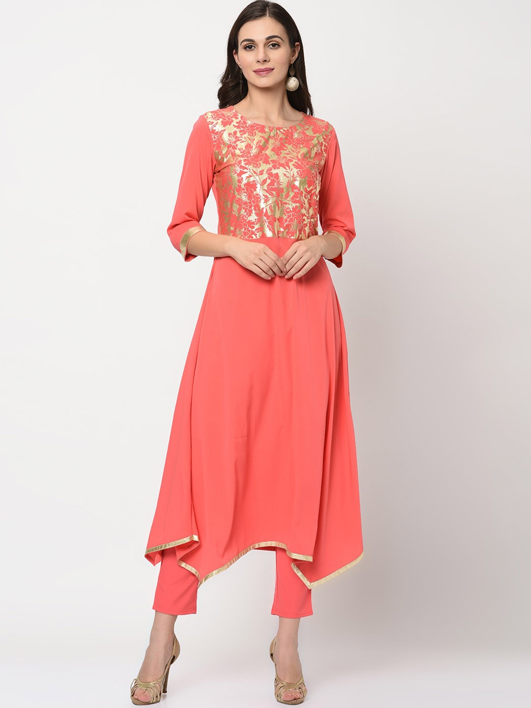 

ZIYAA Women Pink Floral Printed Kurta with Trousers