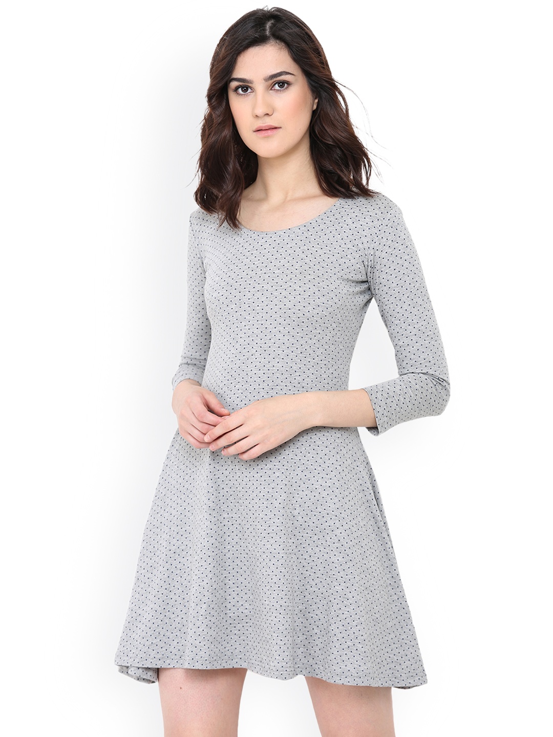 

Trend Arrest Women Grey Printed Fit and Flare Dress