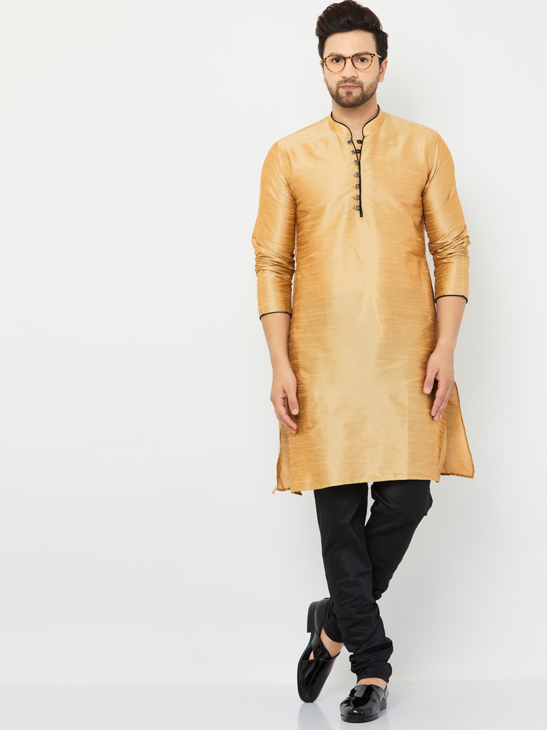 

Armaan Ethnic Men Dupion Silk Kurta with Churidar, Gold