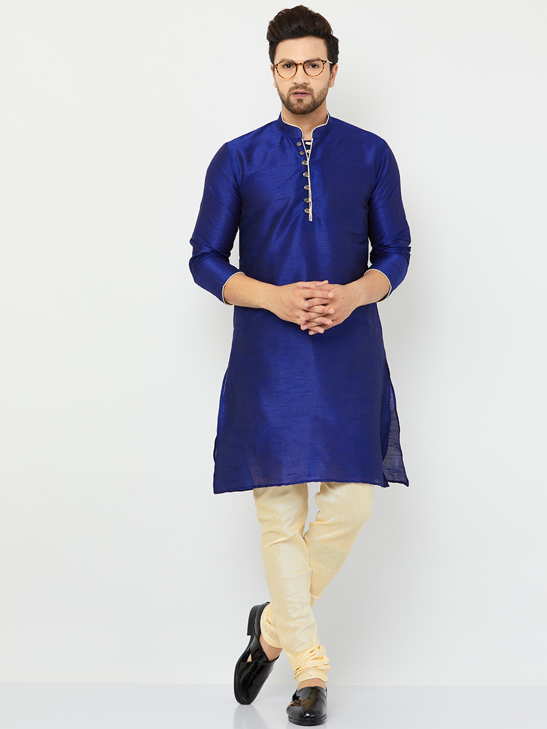 

Armaan Ethnic Men Dupion Silk Kurta with Churidar, Blue