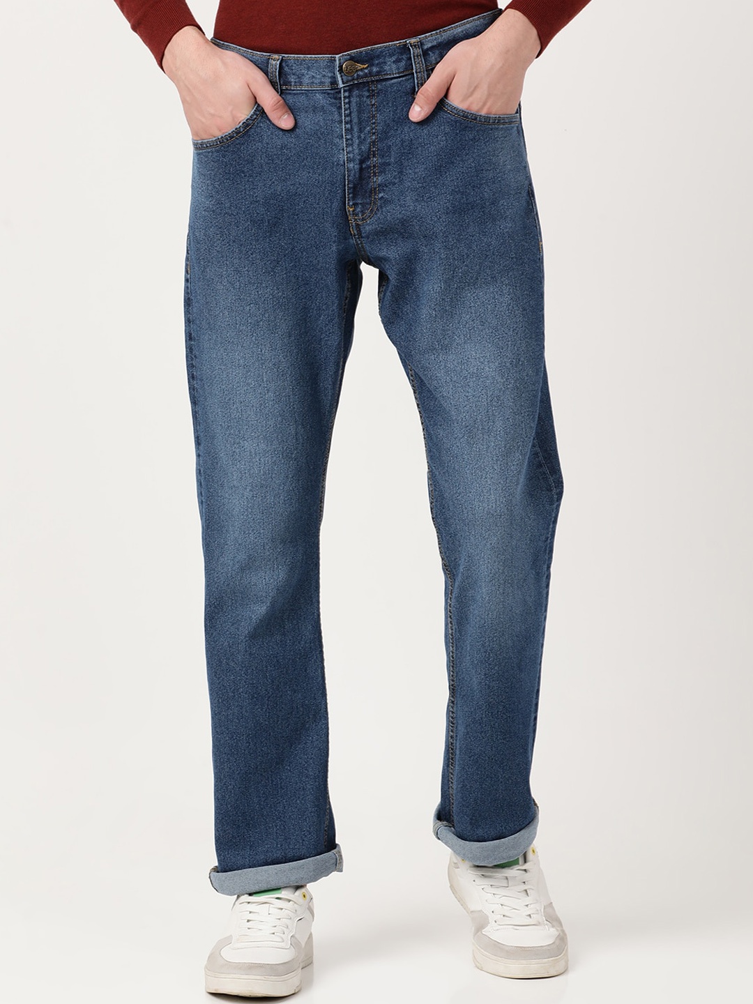 

Lee Men Solid Cotton No Fade Relaxed Fit Jeans, Blue