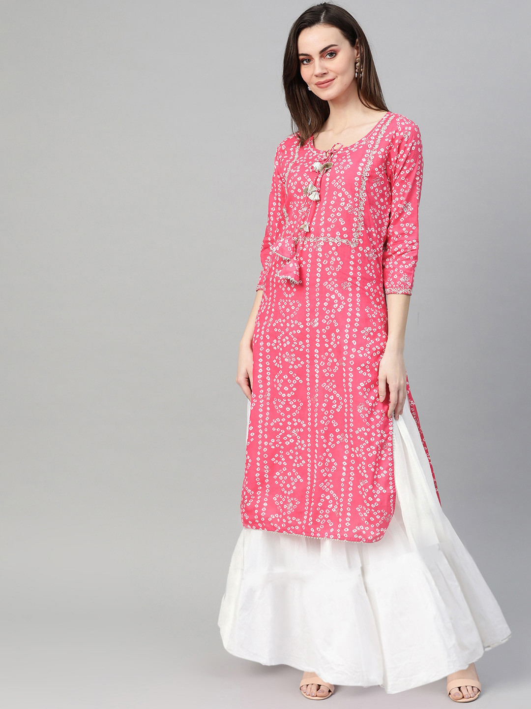 

Ishin Bandhani Printed Pure Cotton Block Print Kurta, Pink