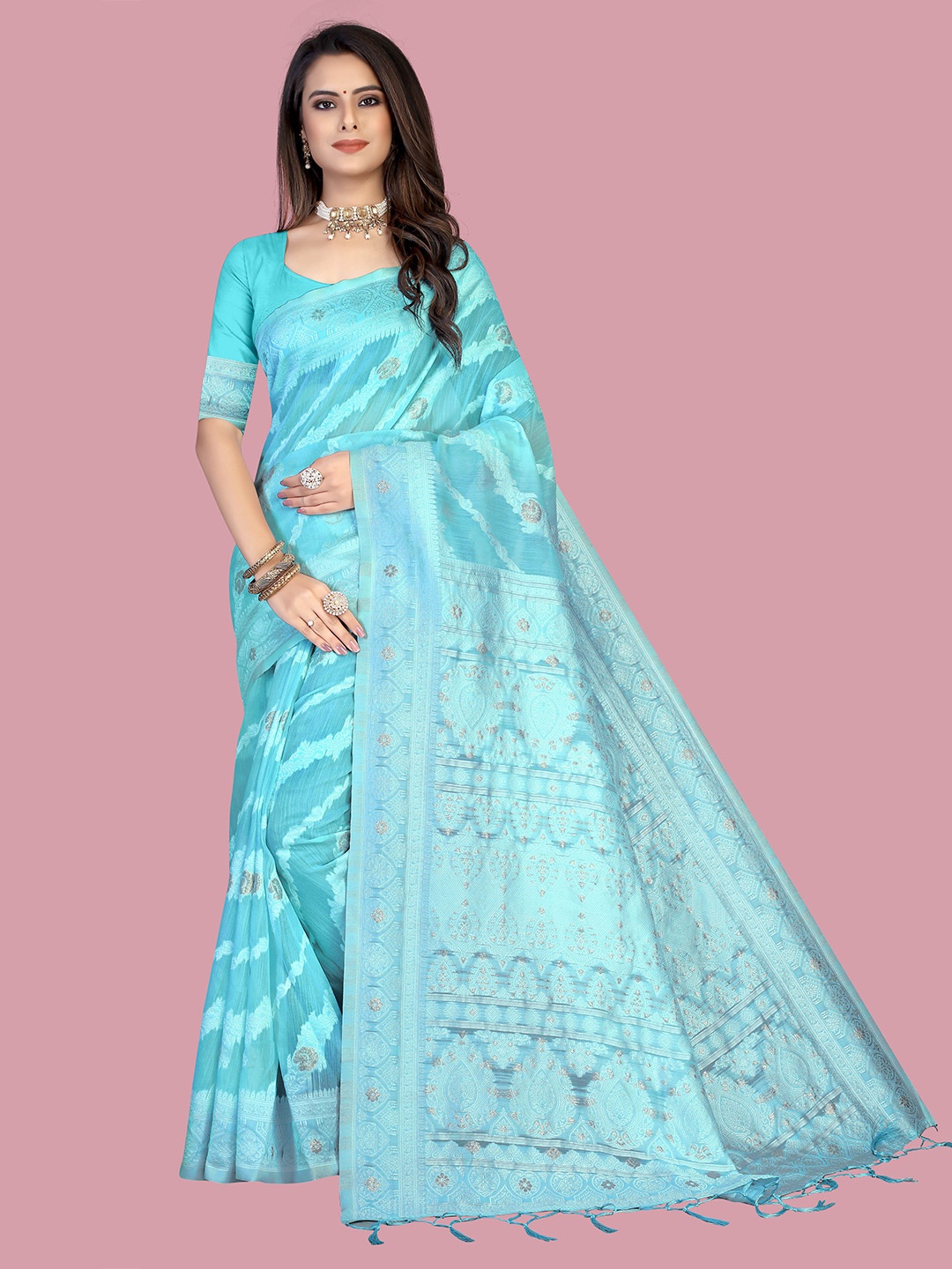 

Mitera Woven Design Zari Banarasi Saree, Blue