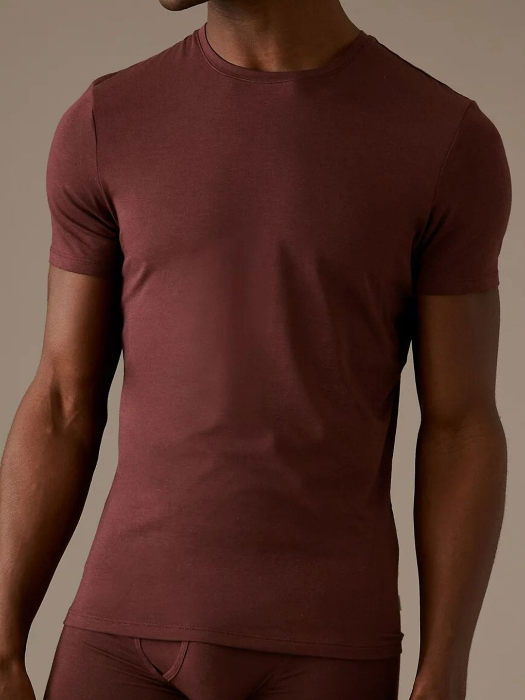 

Marks & Spencer Men Round Neck T-shirt, Burgundy